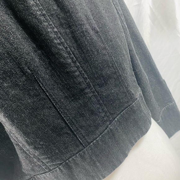 Ann Taylor LOFT Cropped Open Front Denim Jacket Black Fitted Detailed Size 8 EUC - Picture 8 of 12